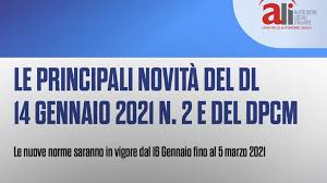 Immagine che raffigura LE PRINCIPALI NOVITA' DEL DL 14 GENNAIO 2021 N. 2 E DEL DPCM 14 GENNAIO 2021